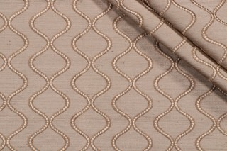 Cosmic Way Embroidered Drapery Fabric in Sandstone