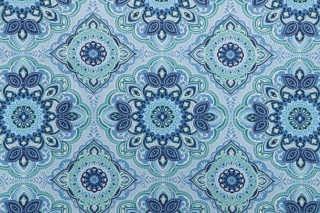 Richloom Wampum Printed Polyester Outdoor Fabric in Capri 