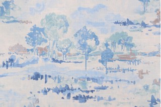 Waverly Imagery Printed Cotton Drapery Fabric in Sky
