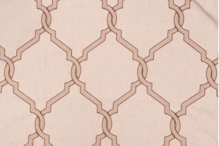 Valiant Fabrics Lariat Embroidered Drapery Fabric in Linen