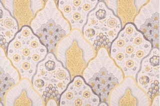Kaufmann Natalia Printed Cotton Twill Drapery Fabric in Lemon