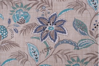 Magnolia Home Floral Printed Cotton Drapery Fabric in Azure