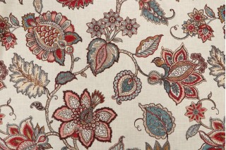 Belle Maison Celine Printed Linen Blend Drapery Fabric in Coral