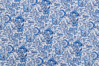 PK Lifestyles Filigree Printed Cotton Drapery Fabric in Aegean