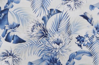 Tommy Bahama Harbor Island Printed Cotton Drapery Fabric in Azure 