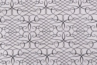 Waverly Calligraphy Swirl Printed Cotton Drapery Fabric in Ink