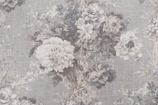 Waverly Ballad Bouquet Printed Linen Blend Drapery Fabric in Platinum