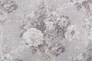 Waverly Ballad Bouquet Printed Linen Blend Drapery Fabric in Platinum