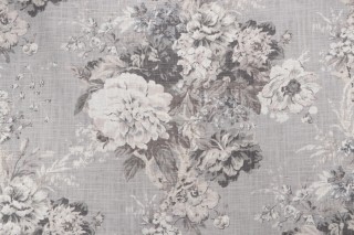 Waverly Ballad Bouquet Printed Linen Blend Drapery Fabric in Platinum