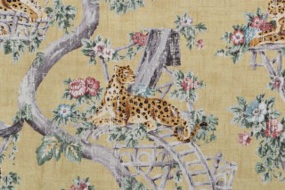 P Kaufmann Lazy Days Printed Cotton Twill Drapery Fabric in Gold 