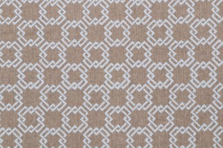 Bernard Thorp Oski on Oatmeal Linen Printed Flax Drapery Fabric in Bluejay for Scalamandre