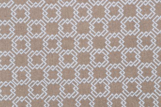 Bernard Thorp Oski on Oatmeal Linen Printed Flax Drapery Fabric in Bluejay for Scalamandre