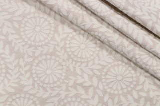 PK Lifestyles Flock Botanica Flocked Cotton Blend Drapery Fabric in Ivory
