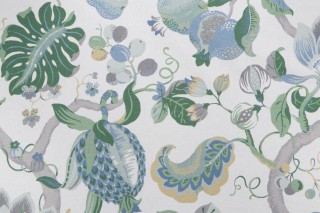 P Kaufmann Harmony Printed Cotton Drapery Fabric in Lagoon