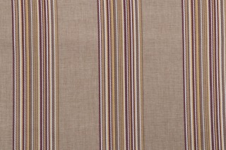 Techlon Stripe Woven Outdoor Fabric in Aubergine & Maize