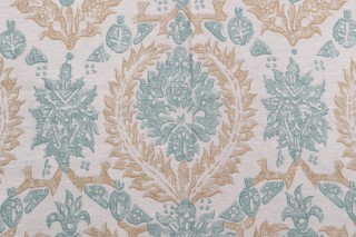 1 Yard Thibaut Damask Printed Drapery Fabric in Spa