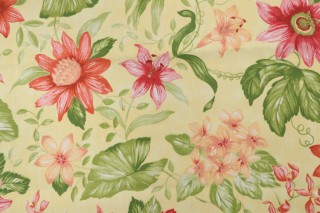 Robert Allen Montego Bay Printed Cotton Drapery Fabric in Mai Tai