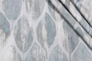 Leaves Printed Jacquard Drapery Fabric in Mineral