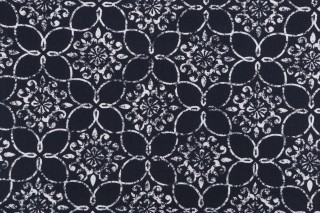Premier Prints Tupelo Medallion Printed Cotton Twill Drapery Fabric in Navy 