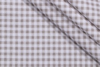 Premier Prints Gingham Printed Cotton Drapery Fabric in Ecru 