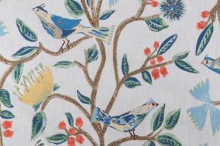 Lacefield Birds Of Paradise Printed Cotton Drapery Fabric in Canary 