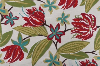 Robert Allen Bright Floral Printed Cotton Drapery Fabric in Fuchsia 