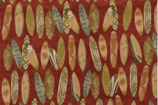 Robert Allen Hang Ten Printed Cotton Drapery Fabric in Lacquer