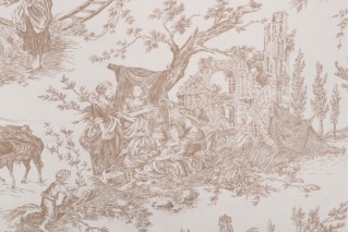 Anna French Chateau Du Loir Printed Cotton Drapery Fabric in Taupe for Thibaut