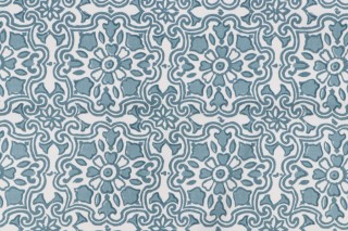 Scalamandre Vence Cotton Print Drapery Fabric in Brittany Blue