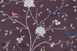 Vern Yip Trend Chino Final Printed Cotton Drapery Fabric in Eggplant for Fabricut 