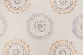 Suzani Embroidered Drapery Fabric in Mineral 