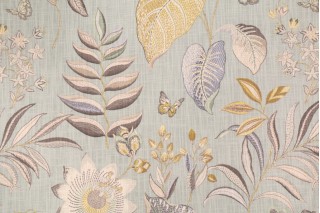 Kaufmann Butterfly Trail Printed Cotton Drapery Fabric in Robins Egg