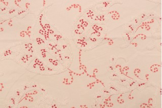 Roth & Tompkins Paisley Lane Embroidered Drapery Fabric in Berry