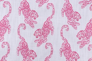 Premier Prints Kenway-Slub Canvas Printed Cotton Drapery Fabric in Flamingo 