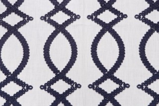 Kravet Deanna Embroidered Drapery Fabric in Navy CLOSEOUT