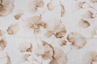 1 Yard Fabricut Hideaway Printed Linen Drapery Fabric in Mushroom
