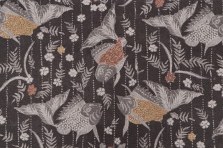 P Kaufmann Koi Pond Printed Linen Blend Drapery Fabric in Carbon 