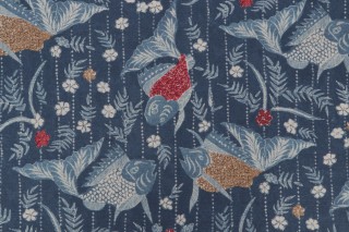 P Kaufmann Koi Pond Printed Linen Blend Drapery Fabric in Indigo 