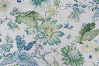 P Kaufmann Tropical Pavilion Printed Cotton Drapery Fabric in Jungle Green 