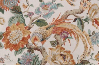 P Kaufmann Sissinghurst Printed Linen Blend Drapery Fabric in Spice 