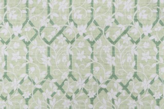 P Kaufmann Garden Lattice Printed Cotton Drapery Fabric in Leaf 