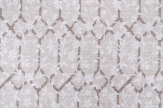P Kaufmann Garden Lattice Printed Cotton Drapery Fabric in Stone 