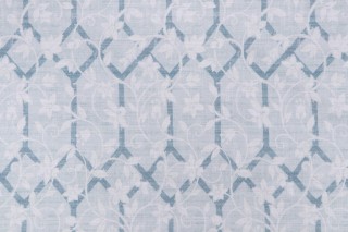 P Kaufmann Garden Lattice Printed Cotton Drapery Fabric in Sky 