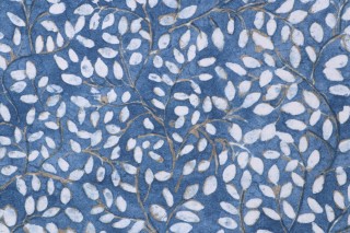 P Kaufmann Willow Leaf Printed Cotton Drapery Fabric in Indigo 