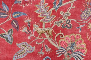 PK Lifestyles Adventurer Printed Cotton Drapery Fabric in Pomegranate 