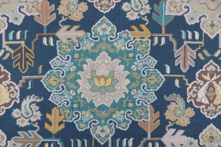 P Kaufmann Powell Medallion Printed Cotton Drapery Fabric in Indigo 