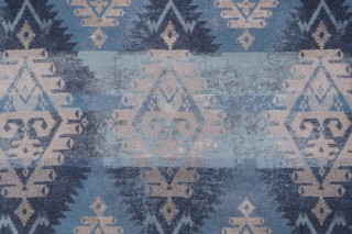P Kaufmann Mesa Diamond Printed Cotton Drapery Fabric in Lapis 