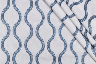 PK Lifestyles Flourish Embroidered Drapery Fabric in Porcelain 