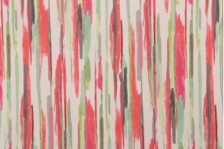 PK Lifestyles All Lined Up Printed Polyester Outdoor Fabric in Coral