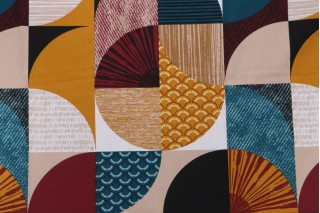 Stof France Geometrico Printed Cotton Drapery Fabric in Multicolore